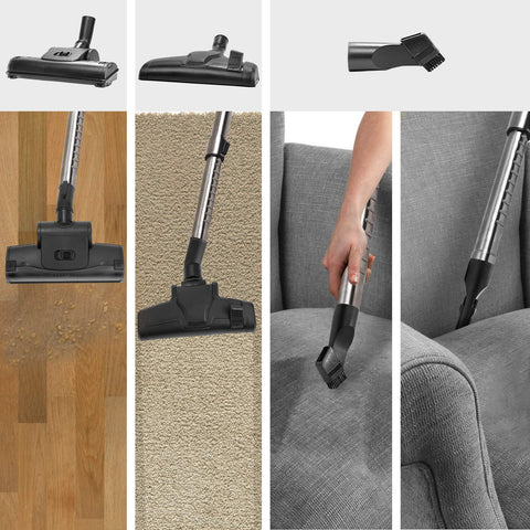 Duronic Bagless Vacuum Cleaners VC7020 Lightweight 800W Cylinder Vacuums with HEPA Filter 2.5L Carpet Cleaner with Crevice Tool, Floor & Turbo Brush Cleaners for Carpet Hard Floor Pet Hair Allergies