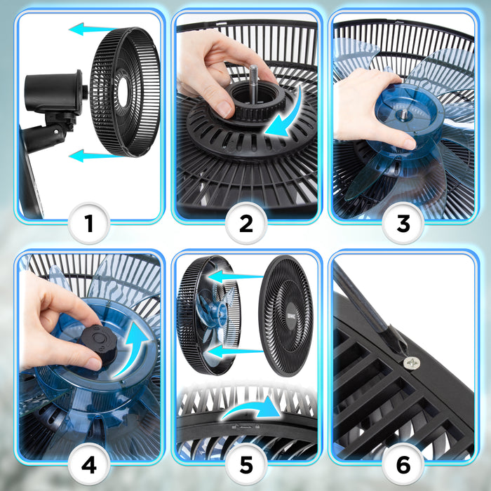 Duronic FN42 BK Wall Mounted Fan with Remote Control 52.8dB Quiet 16" Cooling Fan with 3 Speed Settings, 60° Oscillation, 7.5H Timer for Home, Office, Bedroom & Kitchen Black
