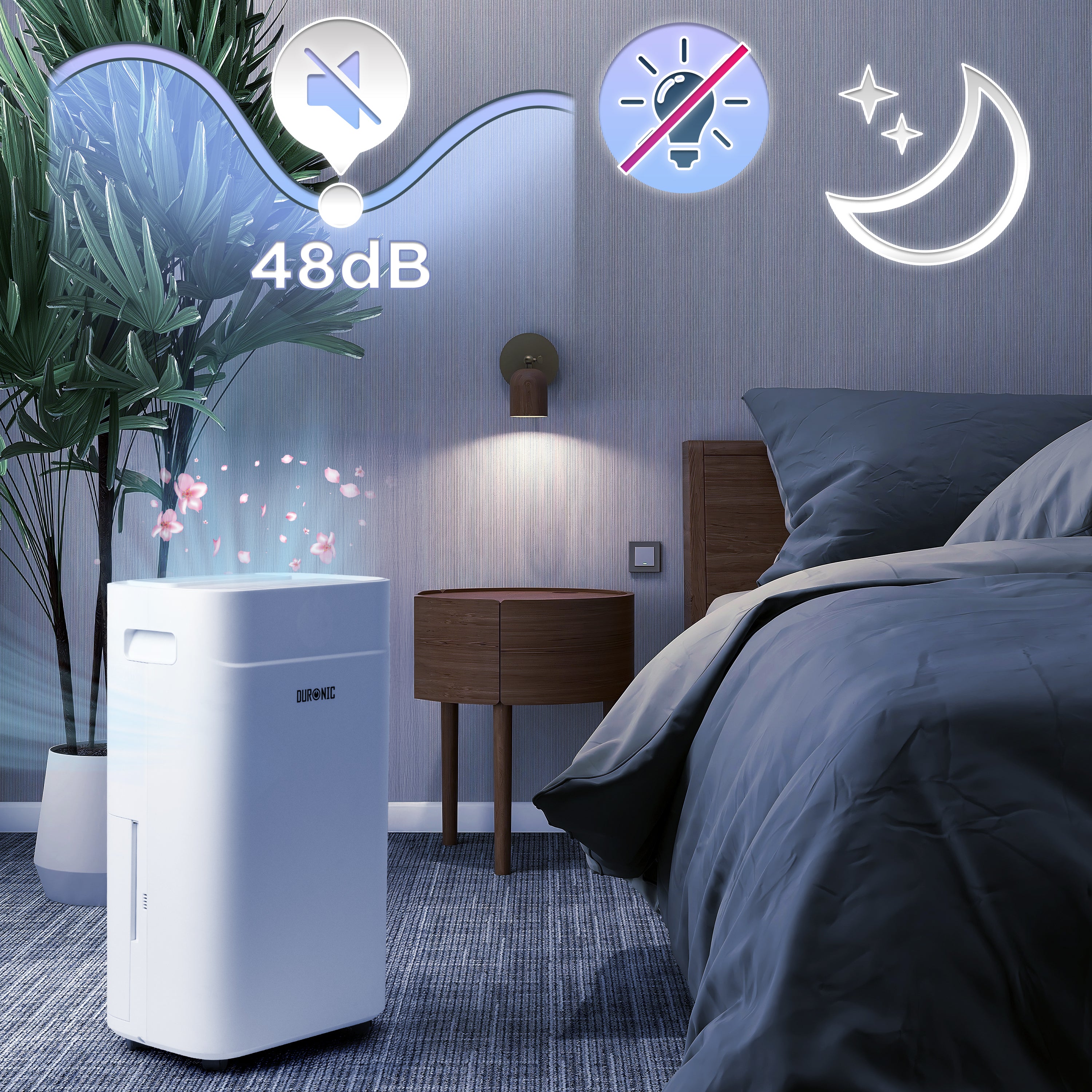 Duronic DH201 Dehumidifier 20L Air Dehumidifier for Dust Allergies Asthma & Damp Mould 440W Quiet Home Dehumidifiers with 5.1L Tank, Child Lock, Timer & Clothes Drying for Utility Bedrooms & Offices