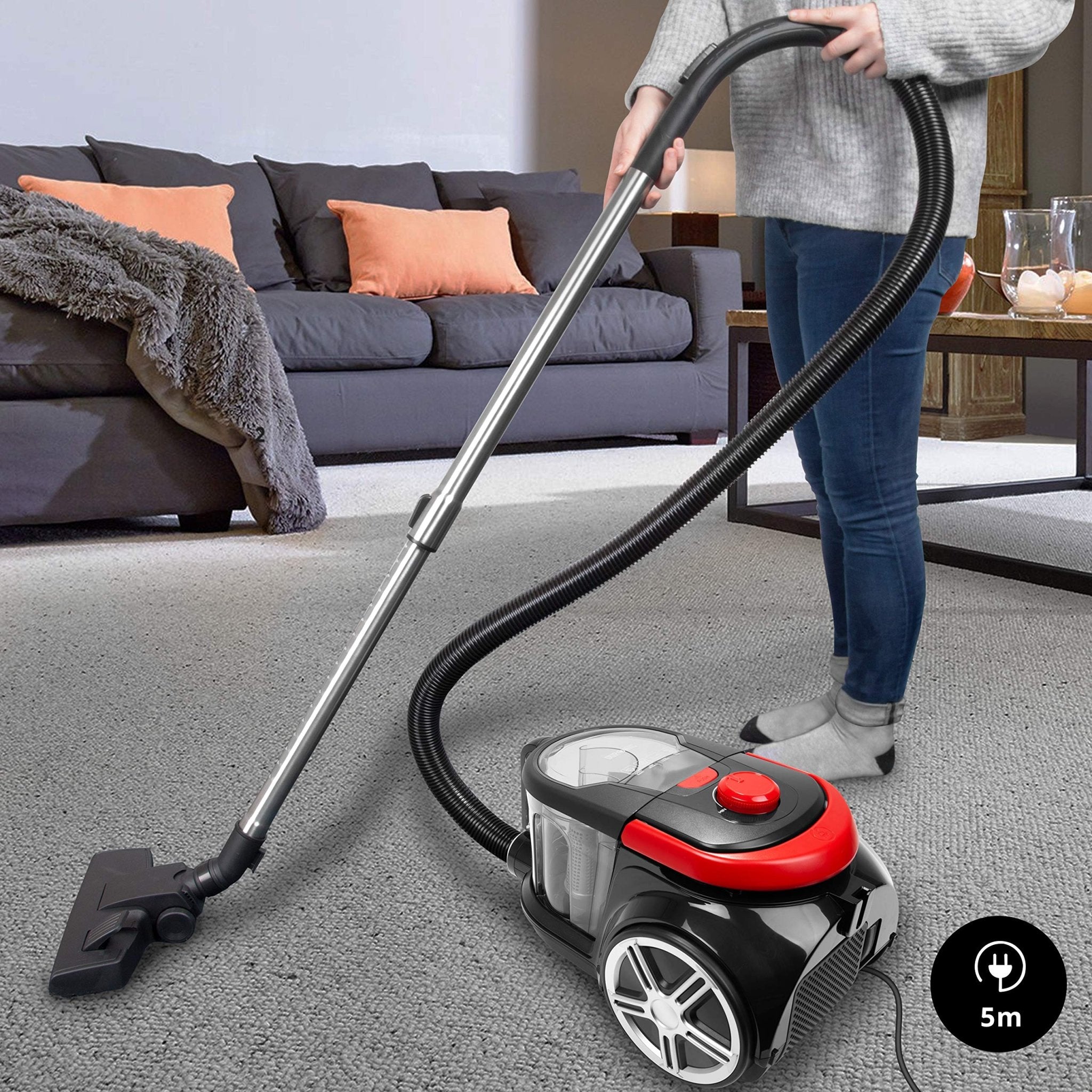 Duronic Vacuum Cleaner VC7020 Lightweight 700W Bagless HEPA Filter Vacuum Cleaners with Crevice & Turbo Brush Lightweight Upholstery Cleaner for Carpet Floor Pet Hair Allergies