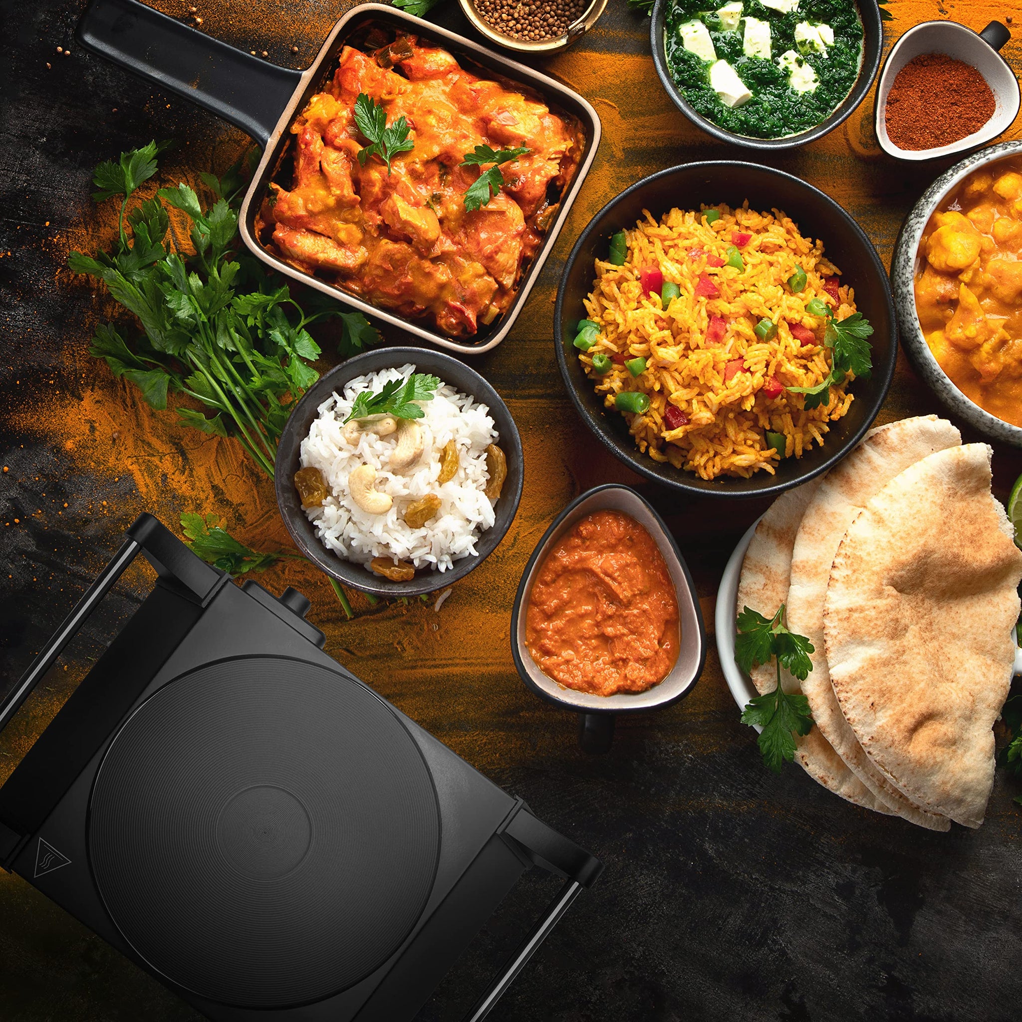 Duronic Hot Plate HP1 BK Table Top Cooking, 1500W Black Steel Electric Single Hob with Handles, Cast Iron Portable Hob Burner Rings for Home Kitchen, Pots, Camping - Black