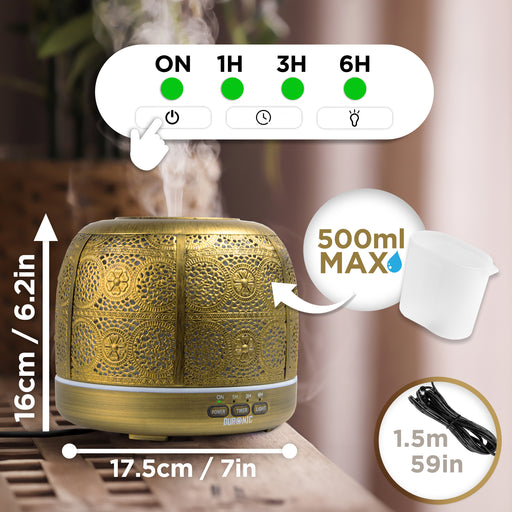 Duronic Aromatherapy Diffuser AD43 500ml Electric Aroma Diffuser Compact Essential Oil DIffuser for Home Office Bedroom Spa with 7 LED Lights Oil Scented Humidifier for Relaxation Sleep