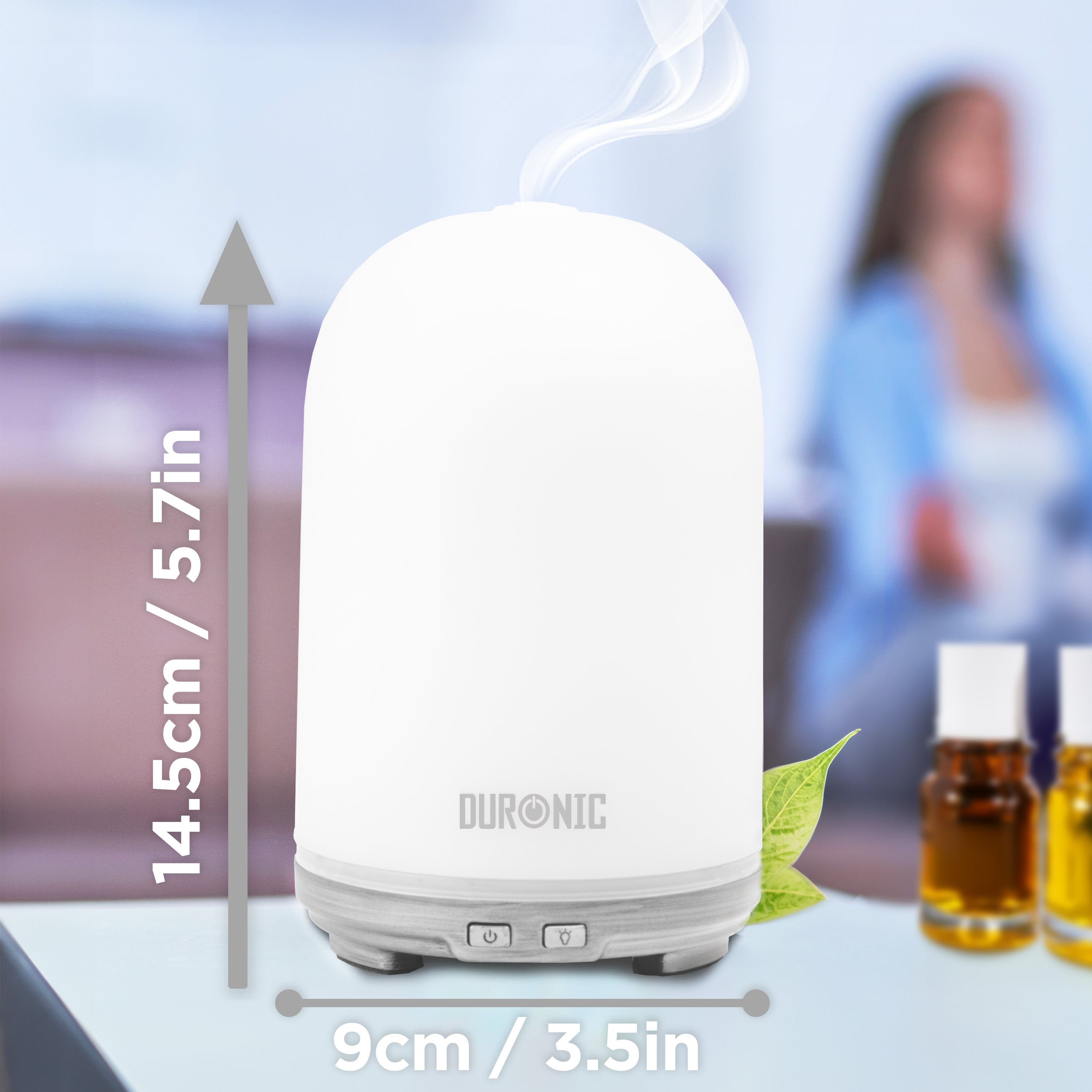 Duronic Essential Oil Diffuser AD13, 100ml Electric Aroma Diffuser Compact Ultrasonic Aromatherapy Diffusers for  Home Office Bedroom Spa with 7 LED Lights Oil Scented Humidifier for Relaxation Sleep