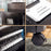 Duronic 18 Sheet XXL Cross Cut showing a Duronic paper shredder's bin window, control panel, blades, and caster wheel.
