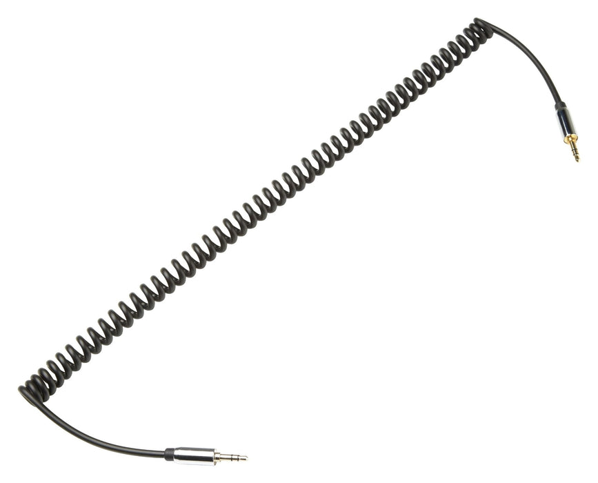 Duronic 2M Aux Audio Cable with gold-plated jacks and flexible stretch design for cars.