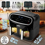 Duronic XXL Air Fryer AF34 BK Triple Drawer 10L Capacity