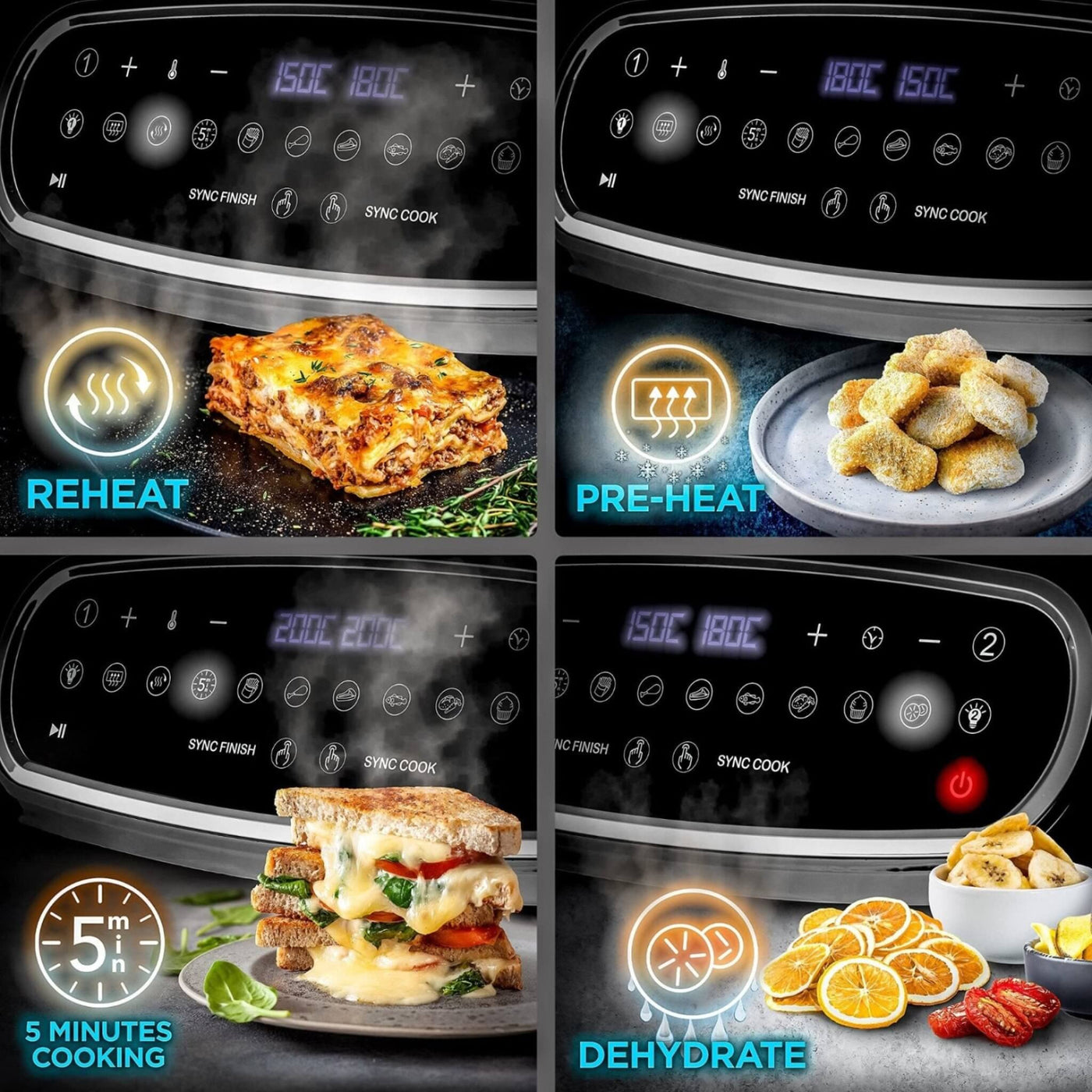 Duronic XXL Air Fryer AF34 BK Triple Drawer 10L Capacity
