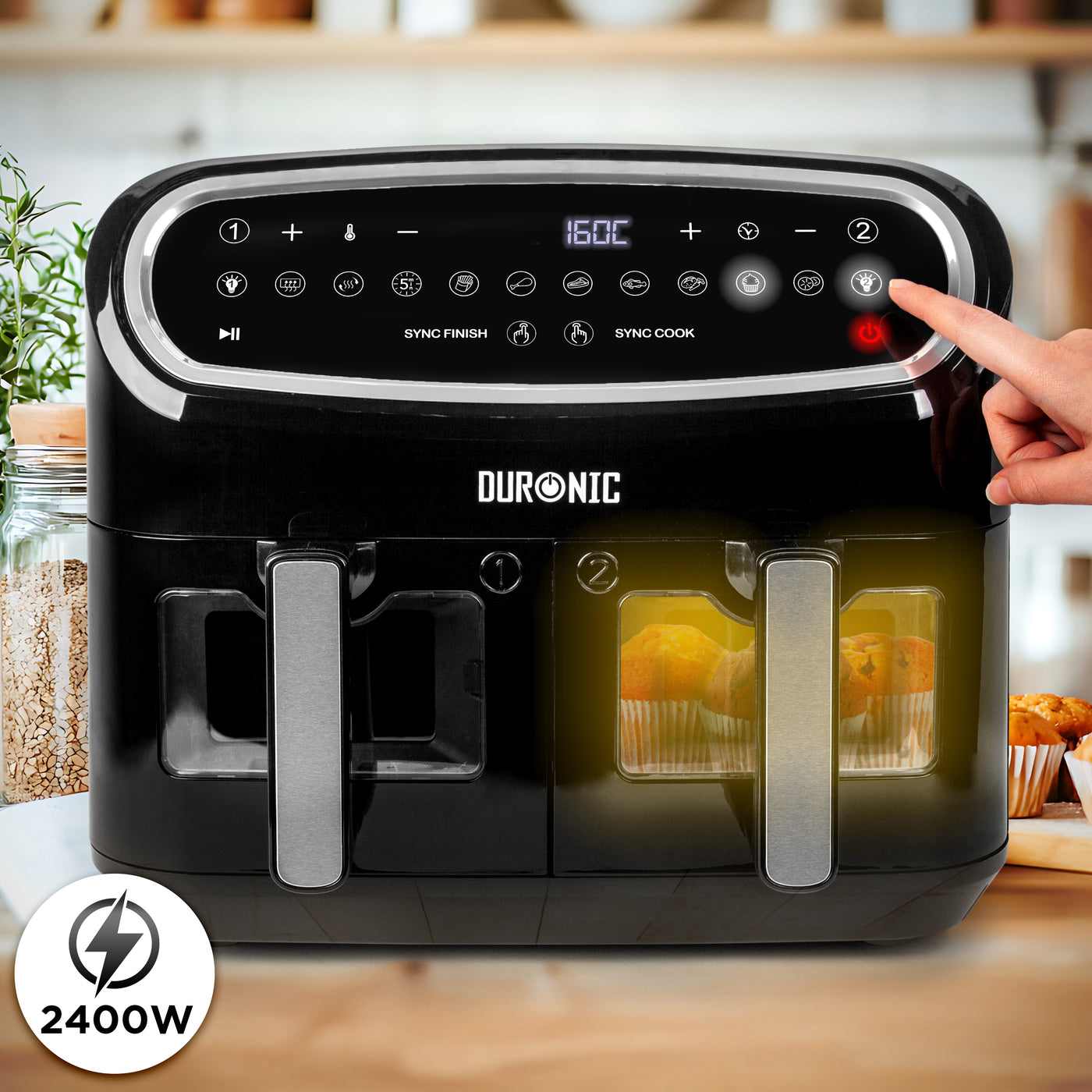 Duronic XXL Air Fryer AF34 BK Triple Drawer 10L Capacity