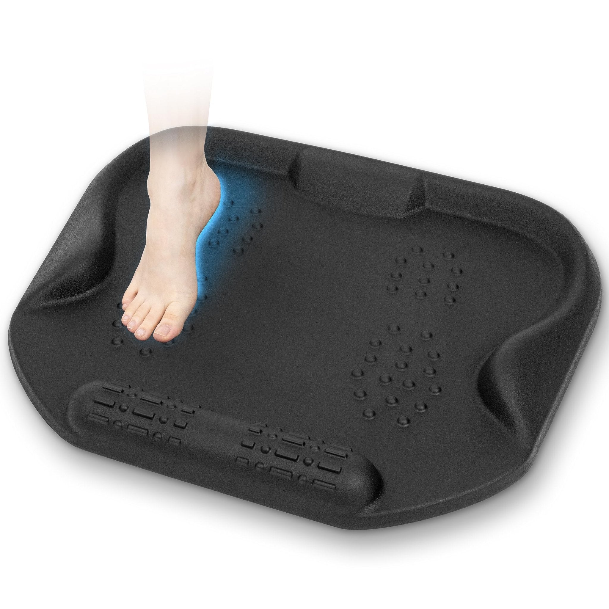 Duronic Anti-Fatigue Mat featuring built-in massage mounds, side ramps, and a textured roller for foot comfort and support.