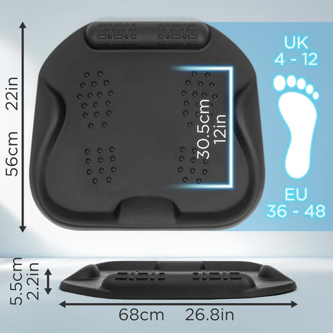 Duronic Anti-Fatigue Mat featuring integrated massage mounds and dimensions of 26.8 inches wide by 22 inches deep.