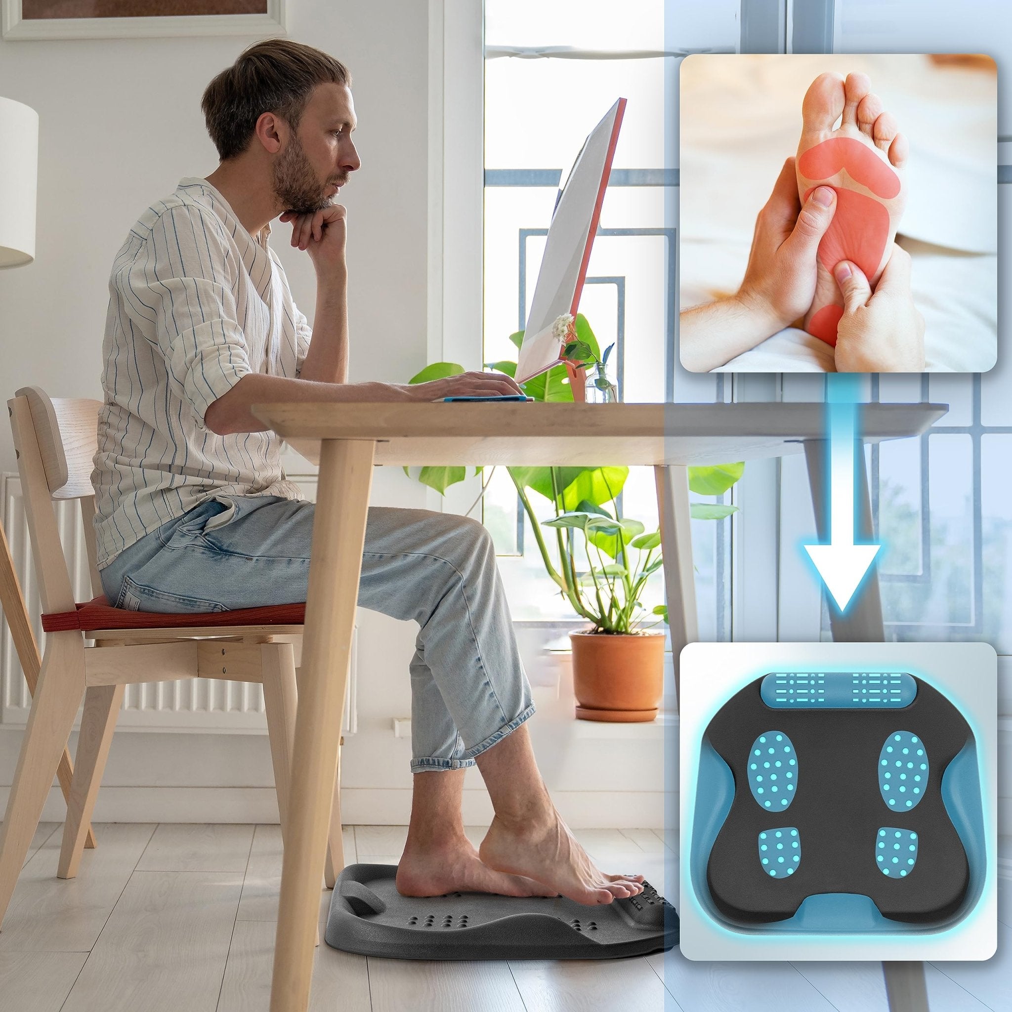 Duronic Anti-Fatigue Mat with a man works at a desk