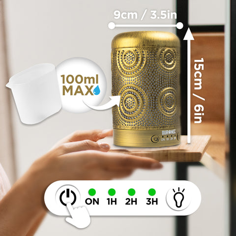 Duronic Aromatherapy Diffuser with different modes and product dimension