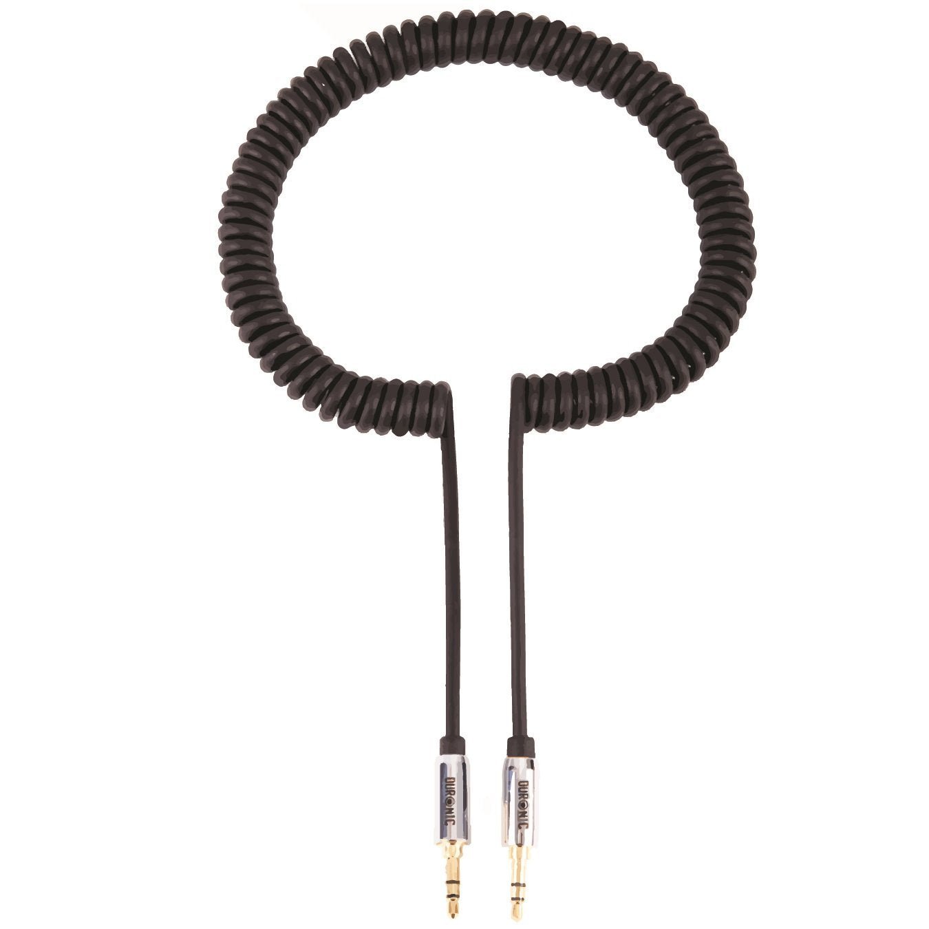 Duronic Aux Cable 3M featuring dual gold-plated 3.5mm jacks for flexible, tangle-free audio connections.