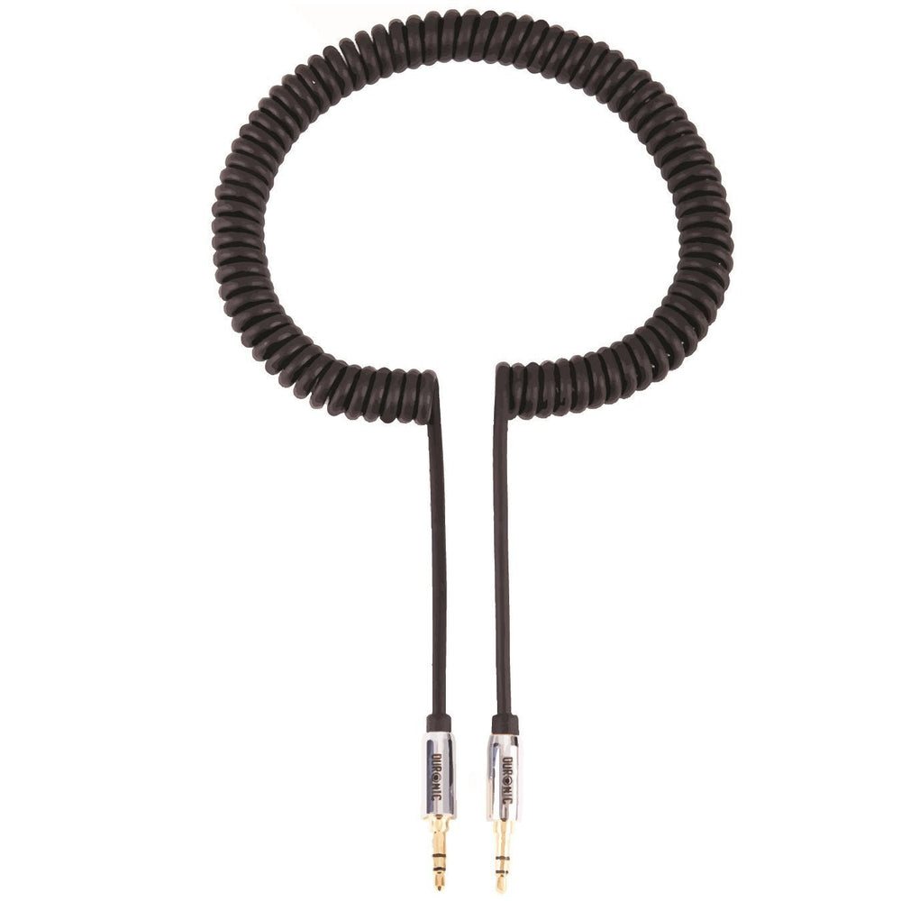Duronic Aux Cable 3M featuring dual gold-plated 3.5mm jacks for flexible, tangle-free audio connections.