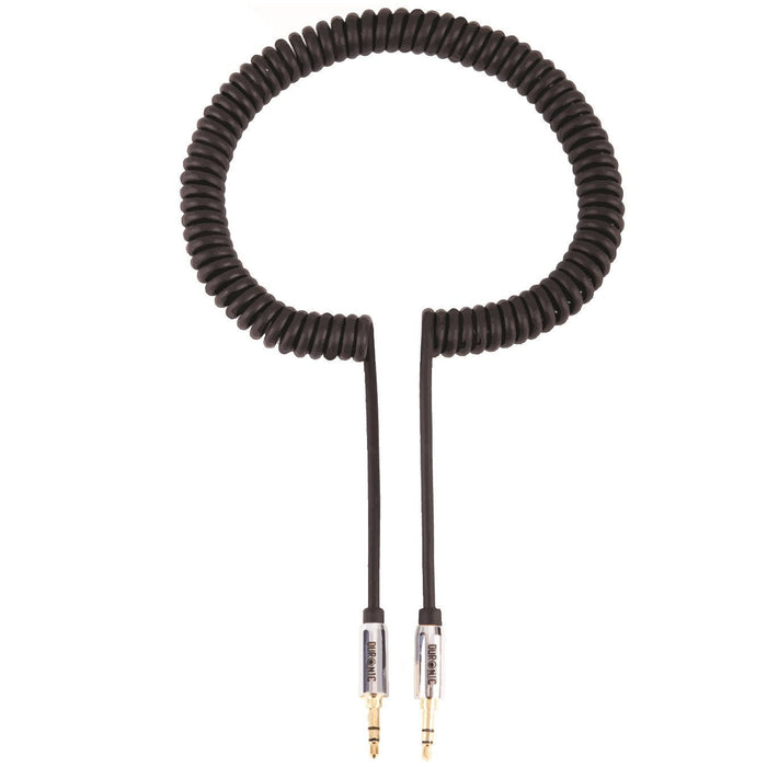 Duronic Aux Cable 3M featuring dual gold-plated 3.5mm jacks for flexible, tangle-free audio connections.