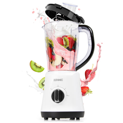 Duronic BL16 jug blender blending strawberry kiwi banana blueberry fruits