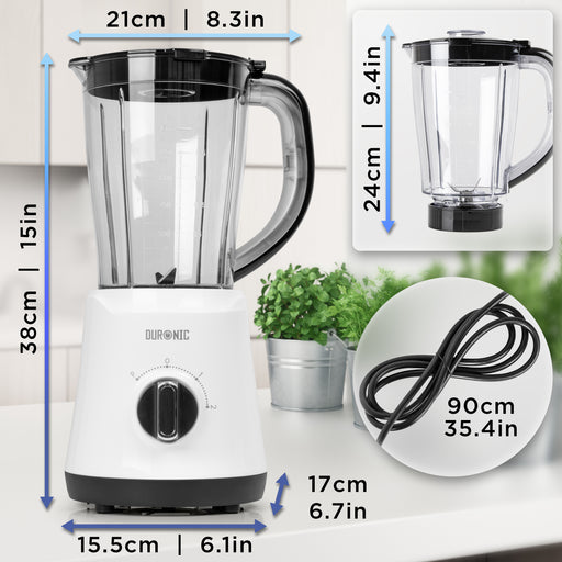 Duronic BL16 table top blender dimensions height length width depth