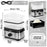 Duronic Black Electric Food Steamer displaying exact product dimensions, cable length, and included 1.7L rice bowl.