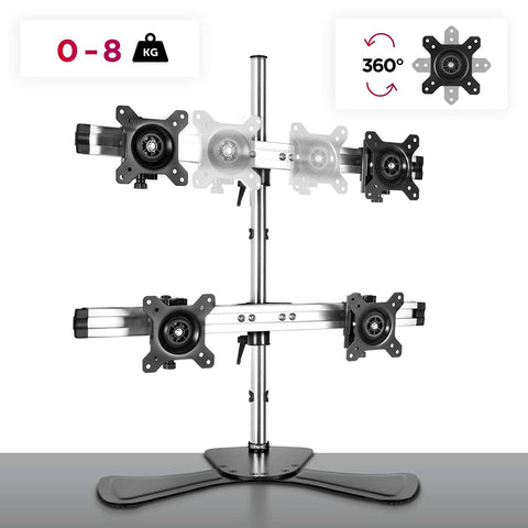 Duronic Computer Monitor Arms featuring 360 degree rotation and 8 kg weight capacity.