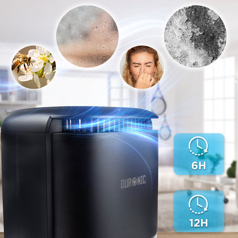 Duronic DH07 BK small dehumidifier improving indoor air quality to reduce allergens, dust, asthma, and mould spores