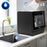 Duronic DW5 BK tabletop dishwasher pouring 3x jugs of water to clean plates cutlery glasses fruit