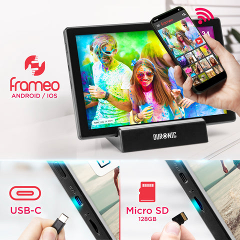 Duronic Digital Photo Frame displaying colorful photos