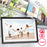 Duronic Digital Photo Frame with 32GB storage, featuring a high-resolution display showing a family on a beach with a film-strip graphic illustrating its 40,000+ photo and video capacity.