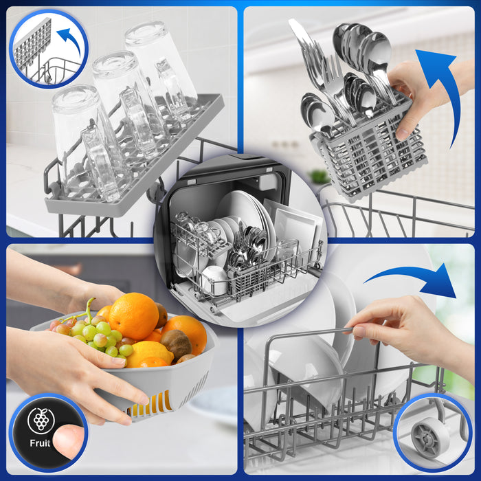 Duronic Dishwasher DW5 with Loading tray, cutlery basket and fruit washing function