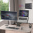 Duronic Dual Monitor Stand desk mount holding a 13–32 inch monitor and a laptop weighing up to 9kg

