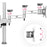 Duronic Dual Monitor Stand showing three 180-degree swivel joints and vertical tilt capabilities.