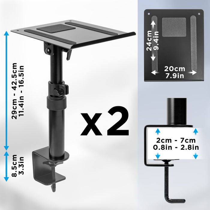 Duronic Dual Speaker Clamp Stands with product dimension