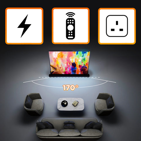 Duronic Electric 120” featuring a wide 170-degree viewing angle televisionn