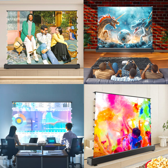 Duronic Electric 120” showcasing different location to install the projector