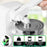 Duronic Electric Can Opener, opening a can and showing technical specification 