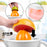 Duronic Electric Citrus Juicer demonstrating its power to extract fresh juice from various fruits like limes and grapefruits