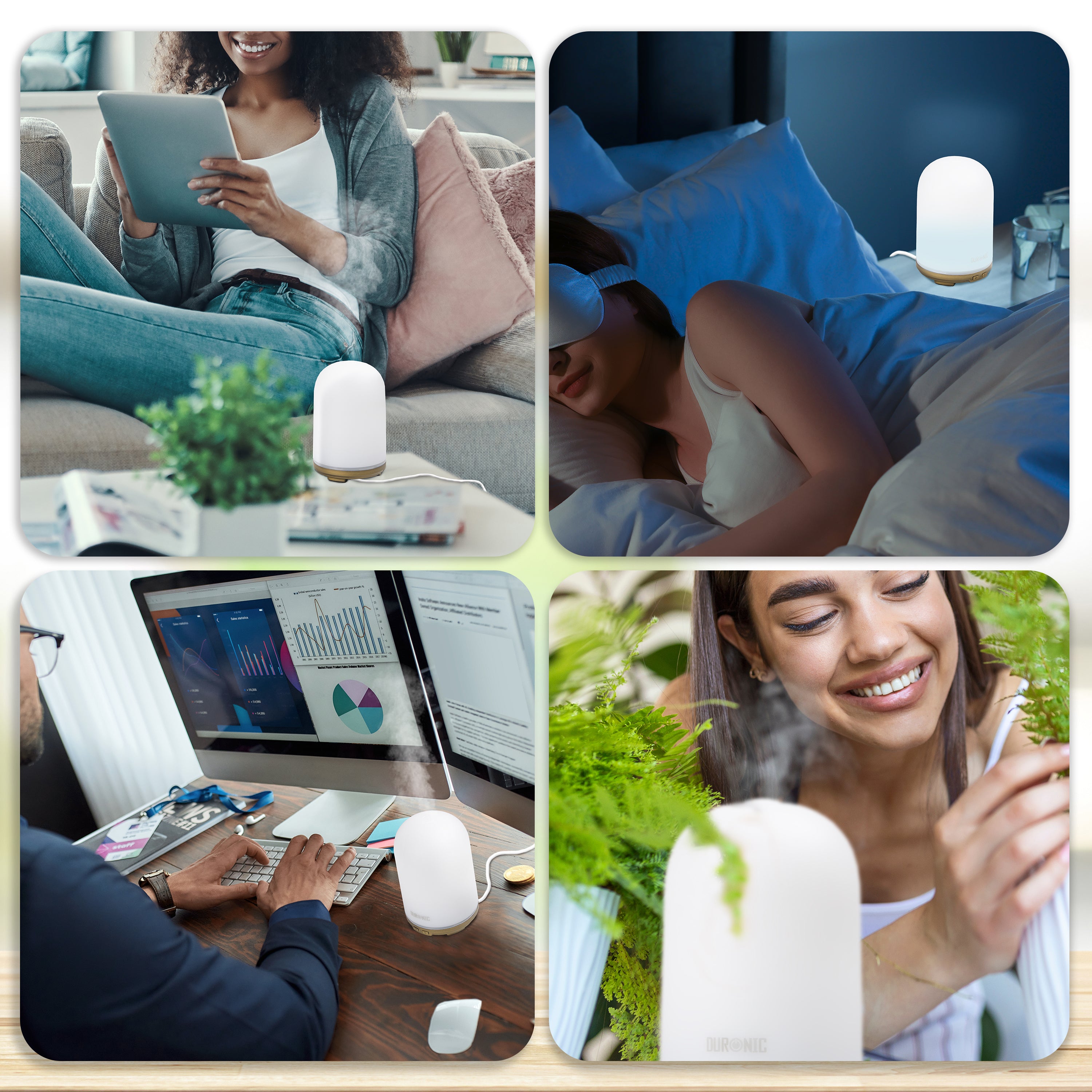 Duronic Essential Oil Diffuser in 4 different location