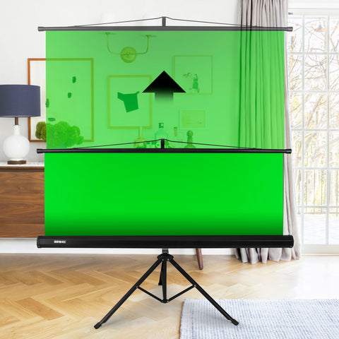 Duronic Floor Green Screen Backdrop shown in a home office setting, illustrating its vertical extension capability.