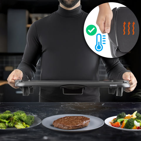 Duronic GP20 electric griddle with cool touch handles for grilling steak vegetables