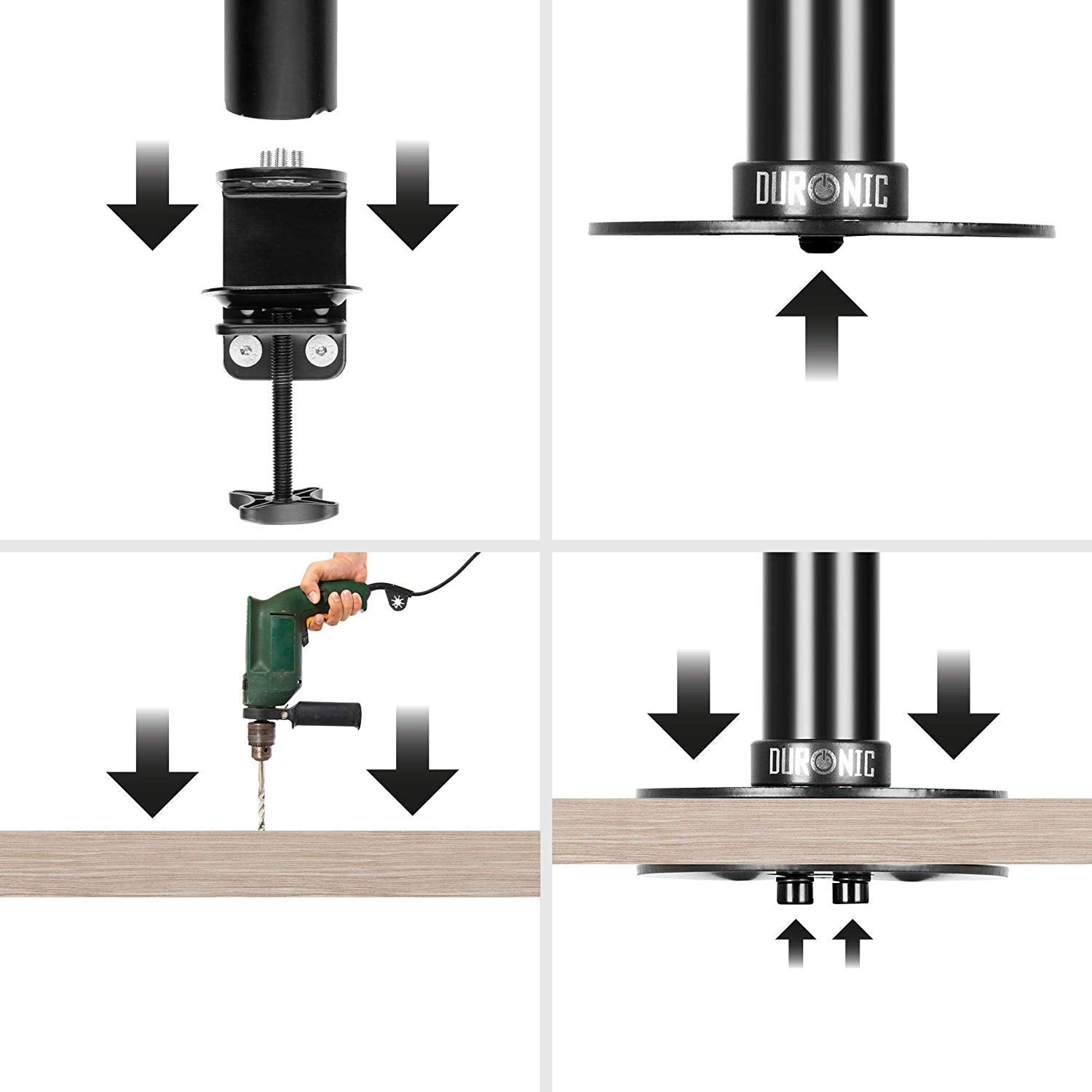 Duronic Grommet showing two desk mounting options 