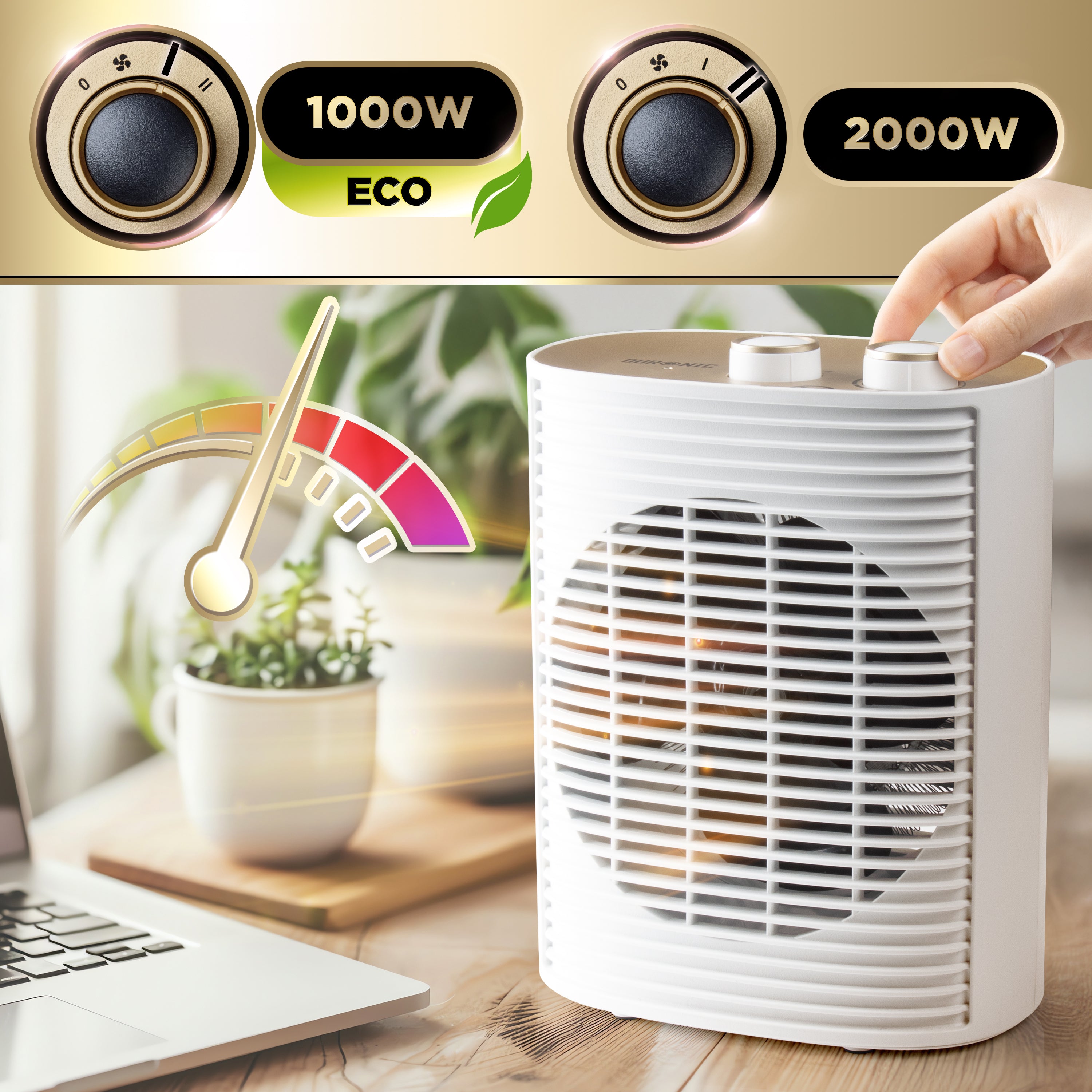 Duronic HV32 Electric Fan Heater with dual power settings