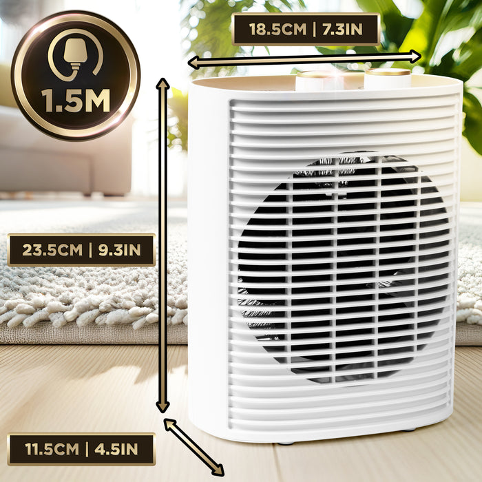 Duronic HV32 WE Electric Fan Heater with dimension