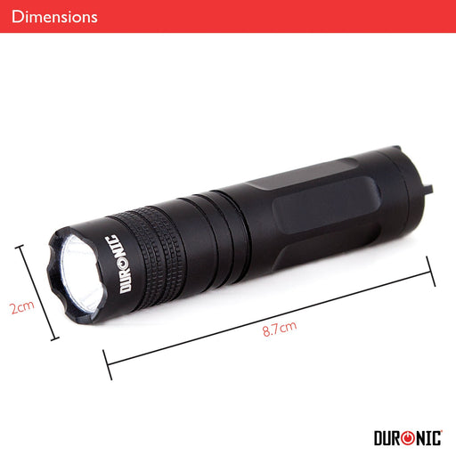 Duronic LED Torch Flashlight with dimension