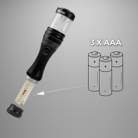Duronic LED Torch showing how to insert the 3 AAA batteries into the internal battery holder.