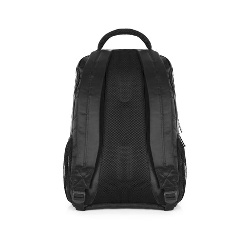 Duronic Laptop Backpack Black featuring padded shoulder straps, mesh back support, and side pockets.