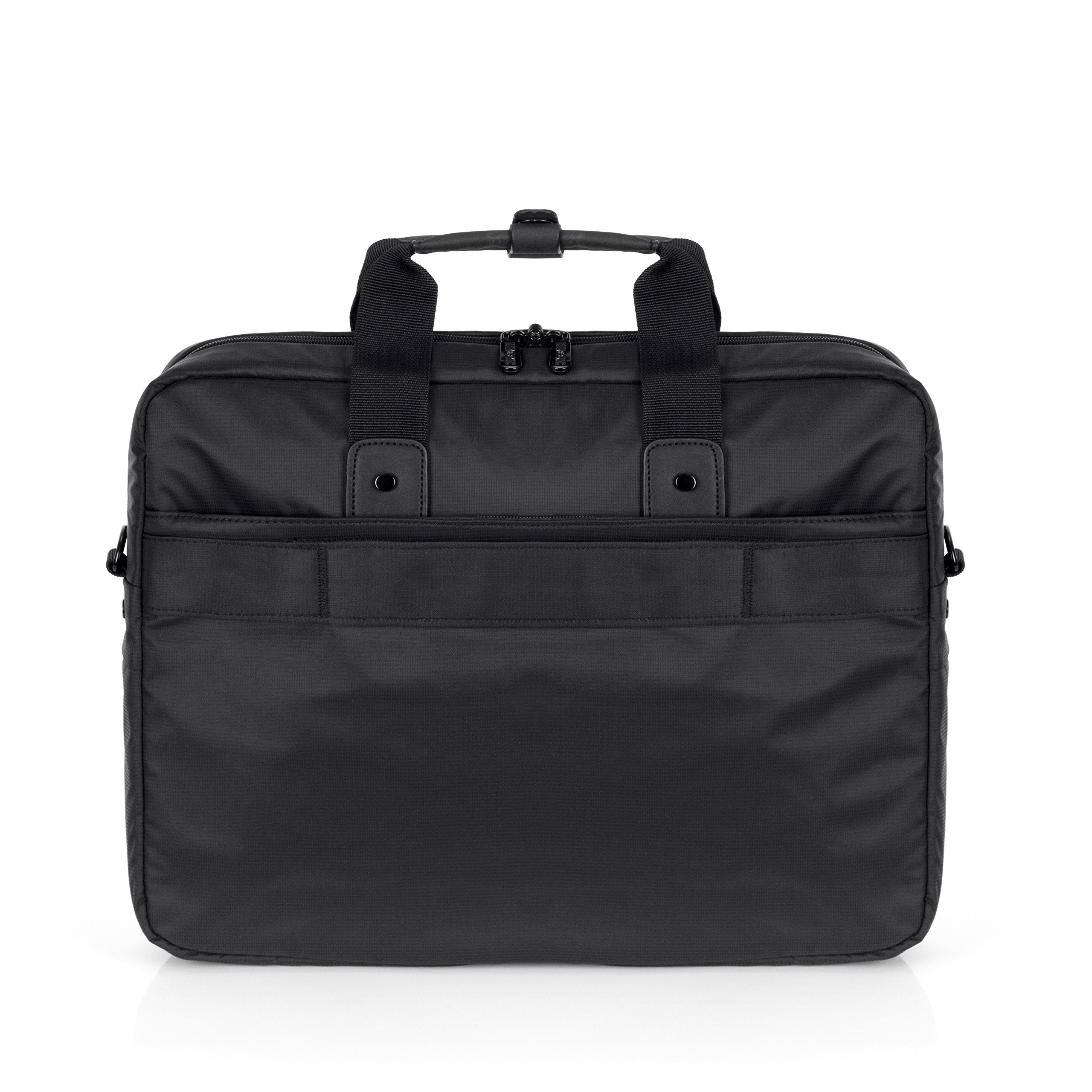 Duronic Laptop Messenger Bag with sturdy top handles and zippers, isolated on white background.
