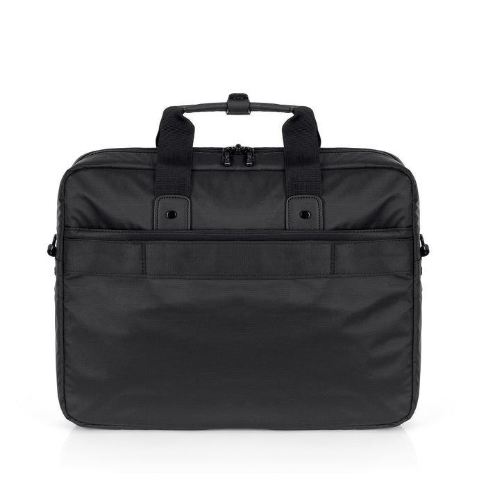 Duronic Laptop Messenger Bag with sturdy top handles and zippers, isolated on white background.