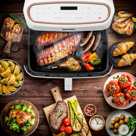 Duronic Large Drawer surrounded by ccoked food