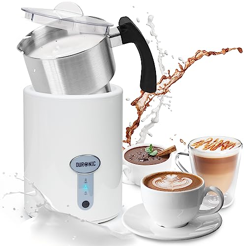 Duronic MF500 WE electric milk frother automatic milk heater for latte, froth, coffee, matcha