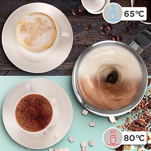Duronic MF500 WE electric milk frother cold and hot beverage maker for iced coffee, hot coffee, matcha, latte, cappuccino