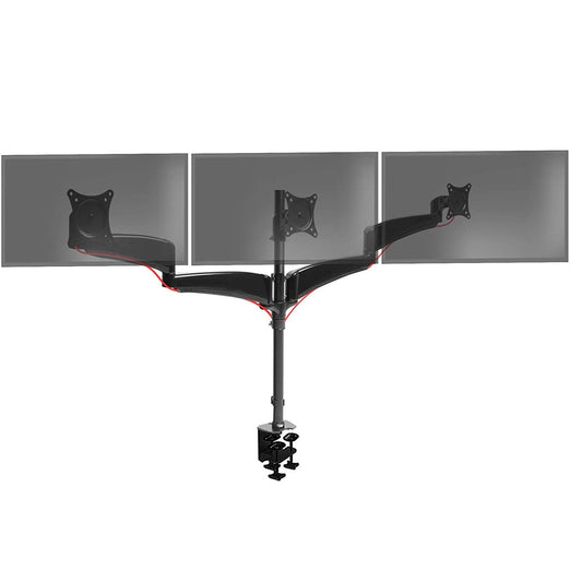 Duronic Monitor Arm Stand featuring adjustable articulating arms and a sturdy clamp base.